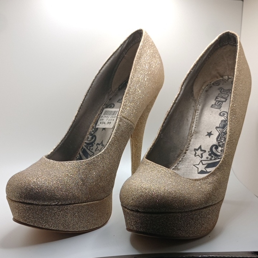 Brash Shimmering Gold Platform Heels